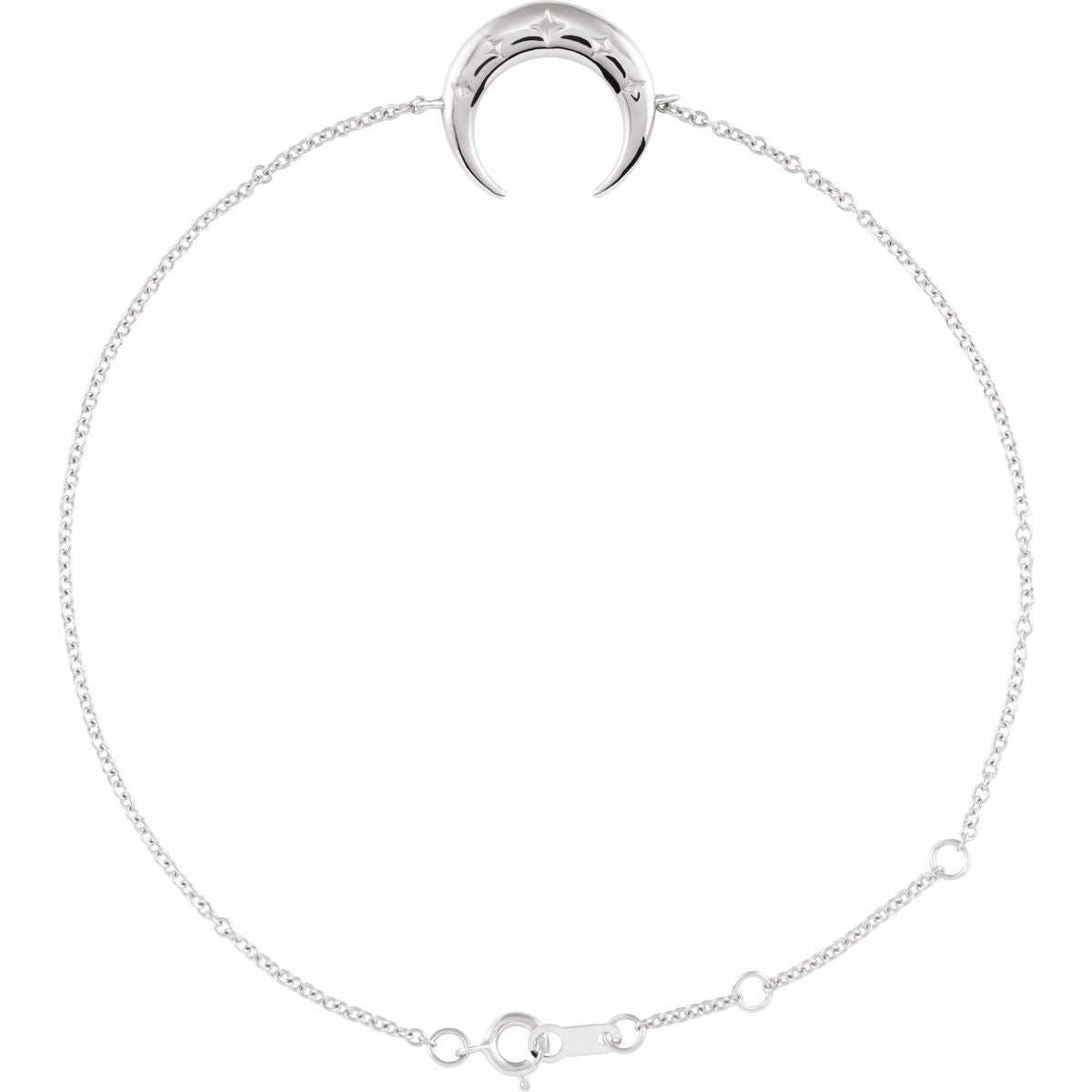 Adjustable Crescent Moon Bracelet - Sterling Silver - Series BRC893