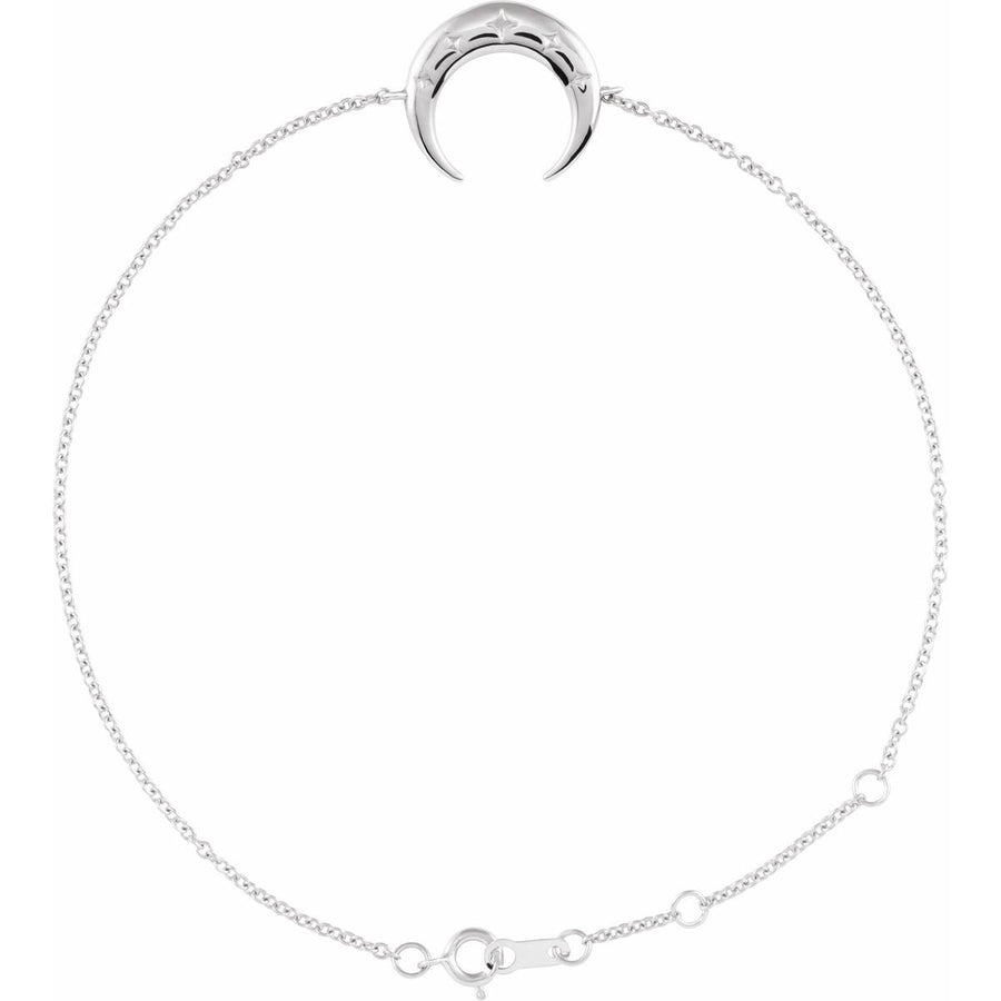 Adjustable Crescent Moon Bracelet - Sterling Silver - Series BRC893