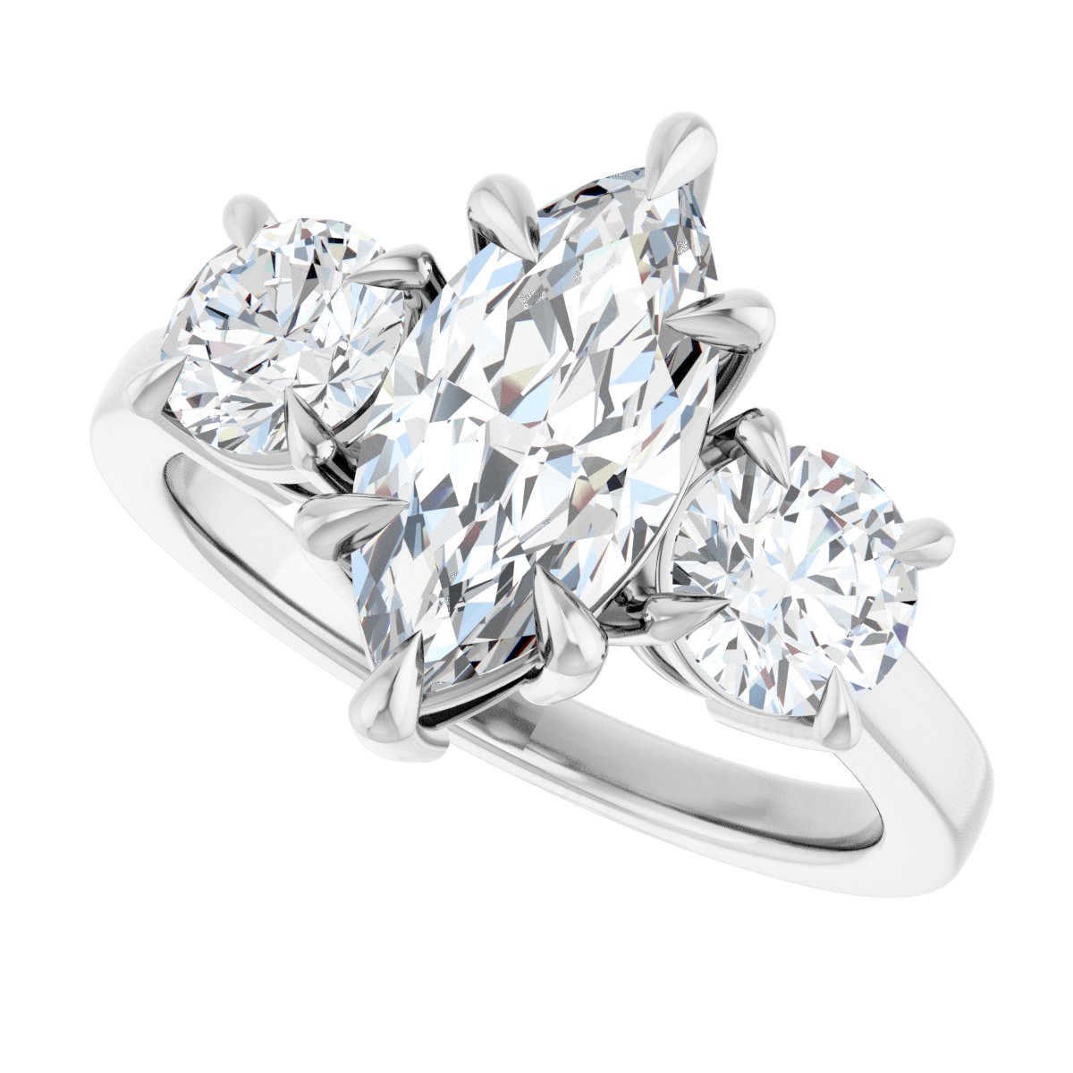 Marquise Three-Stone Engagement Ring Semi-Mount - gallery - Series 126029