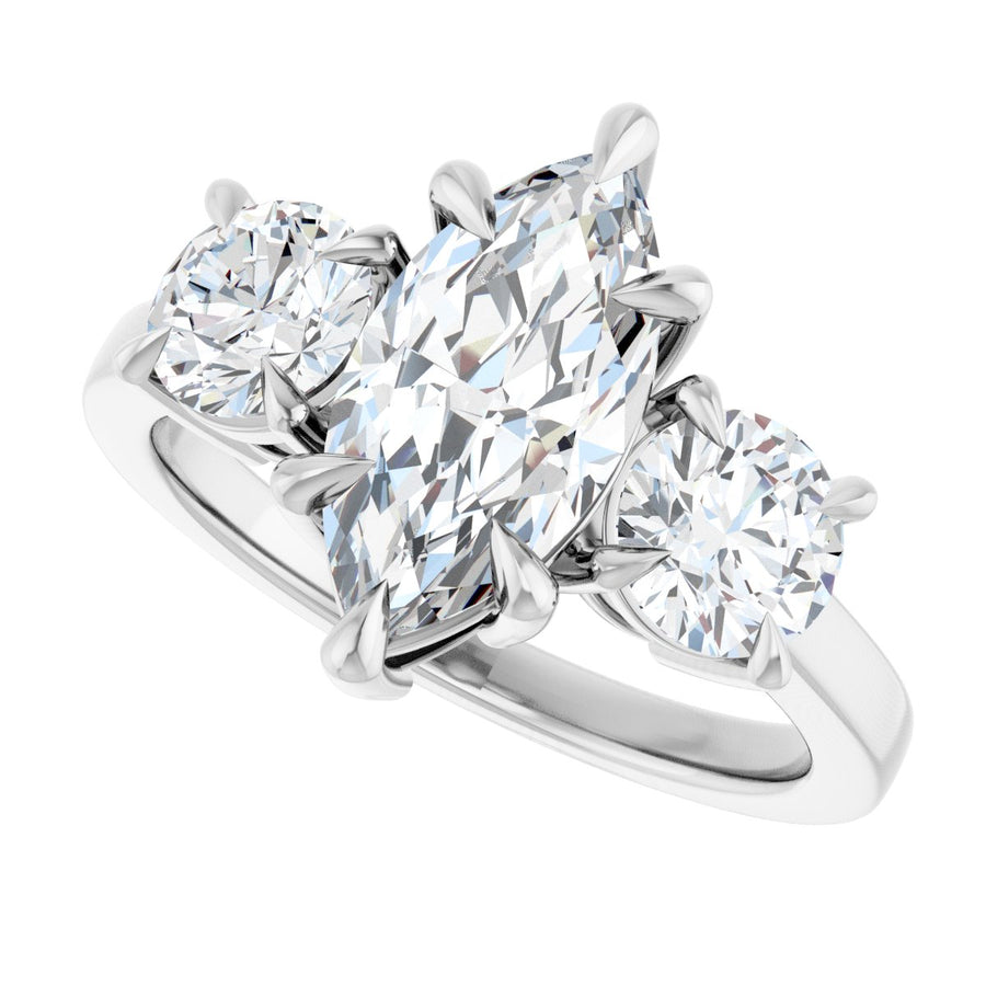 Marquise Three-Stone Engagement Ring Semi-Mount - gallery - Series 126029