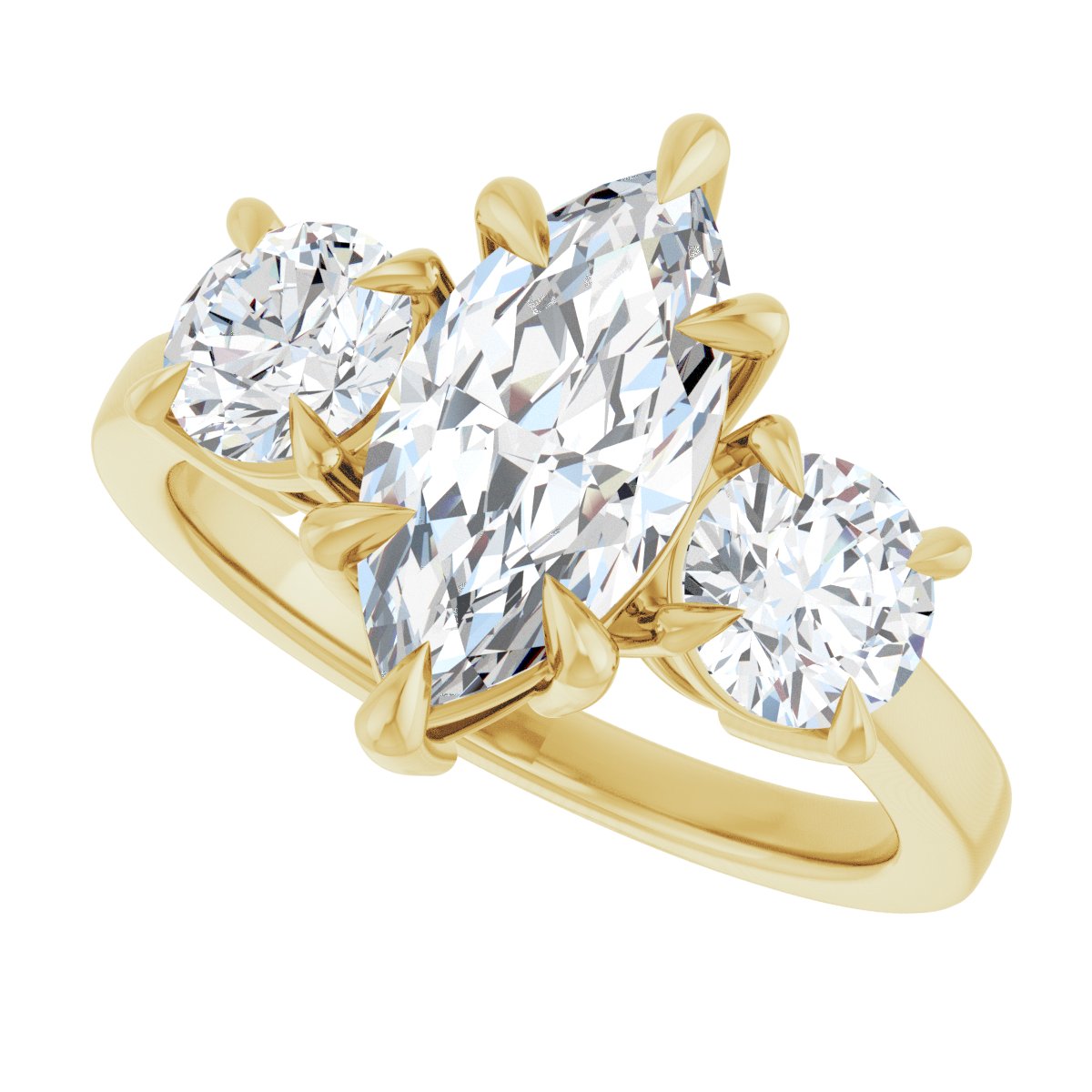 Marquise Three-Stone Engagement Ring Semi-Mount - gallery - Series 126029