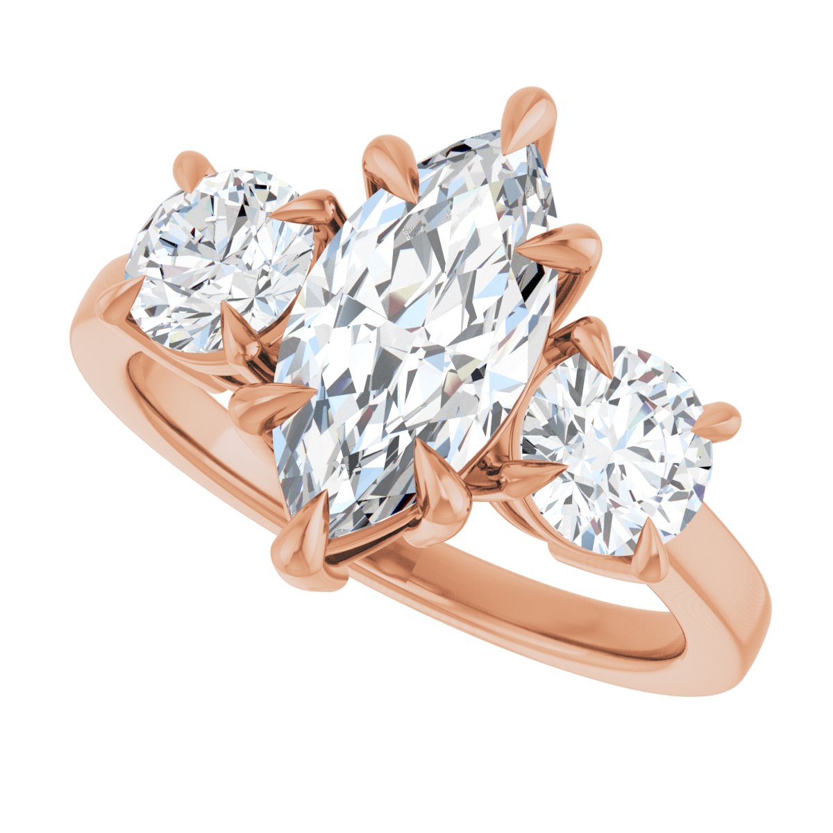 Marquise Three-Stone Engagement Ring Semi-Mount - gallery - Series 126029