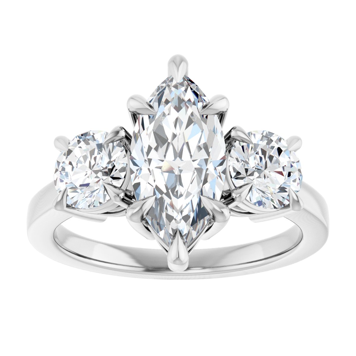 Marquise Three-Stone Engagement Ring Semi-Mount - gallery - Series 126029