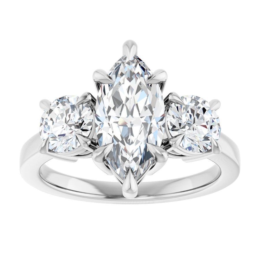 Marquise Three-Stone Engagement Ring Semi-Mount - gallery - Series 126029