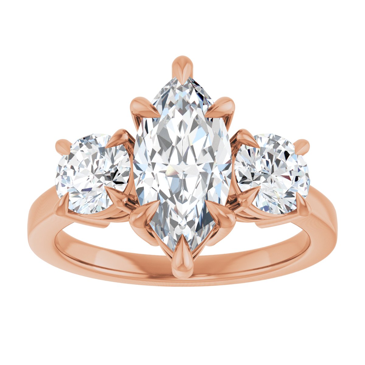 Marquise Three-Stone Engagement Ring Semi-Mount - gallery - Series 126029