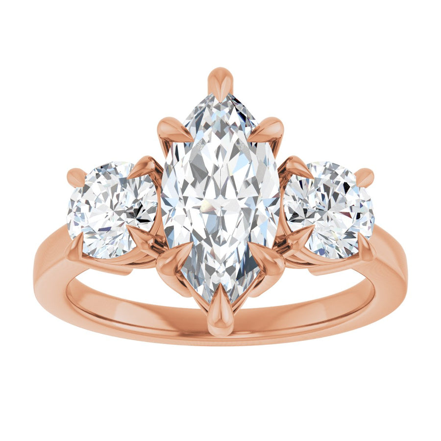 Marquise Three-Stone Engagement Ring Semi-Mount - gallery - Series 126029