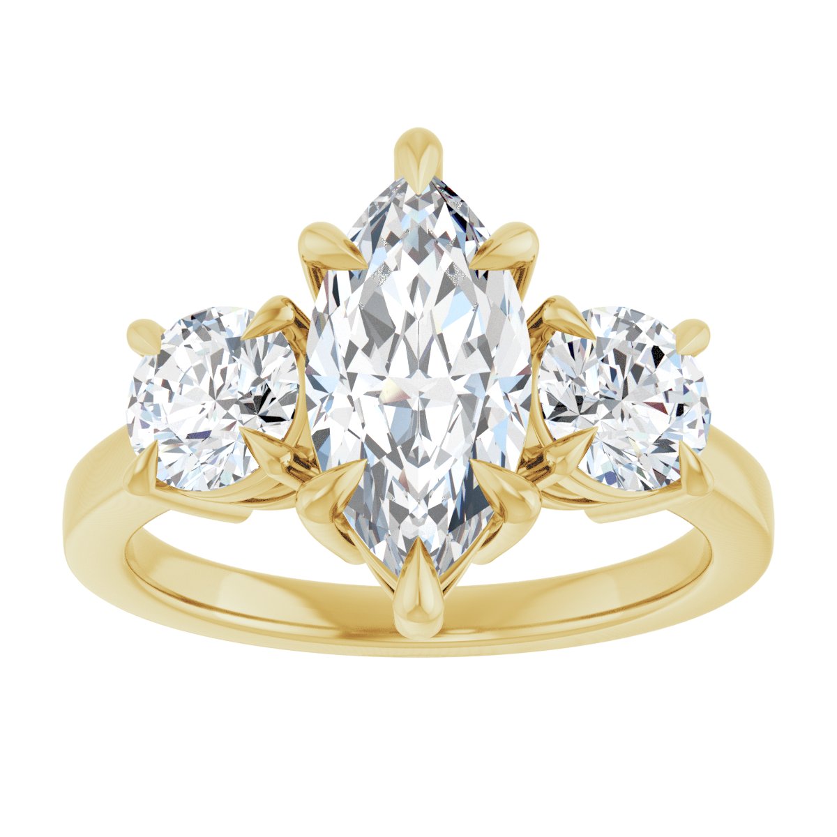 Marquise Three-Stone Engagement Ring Semi-Mount - gallery - Series 126029