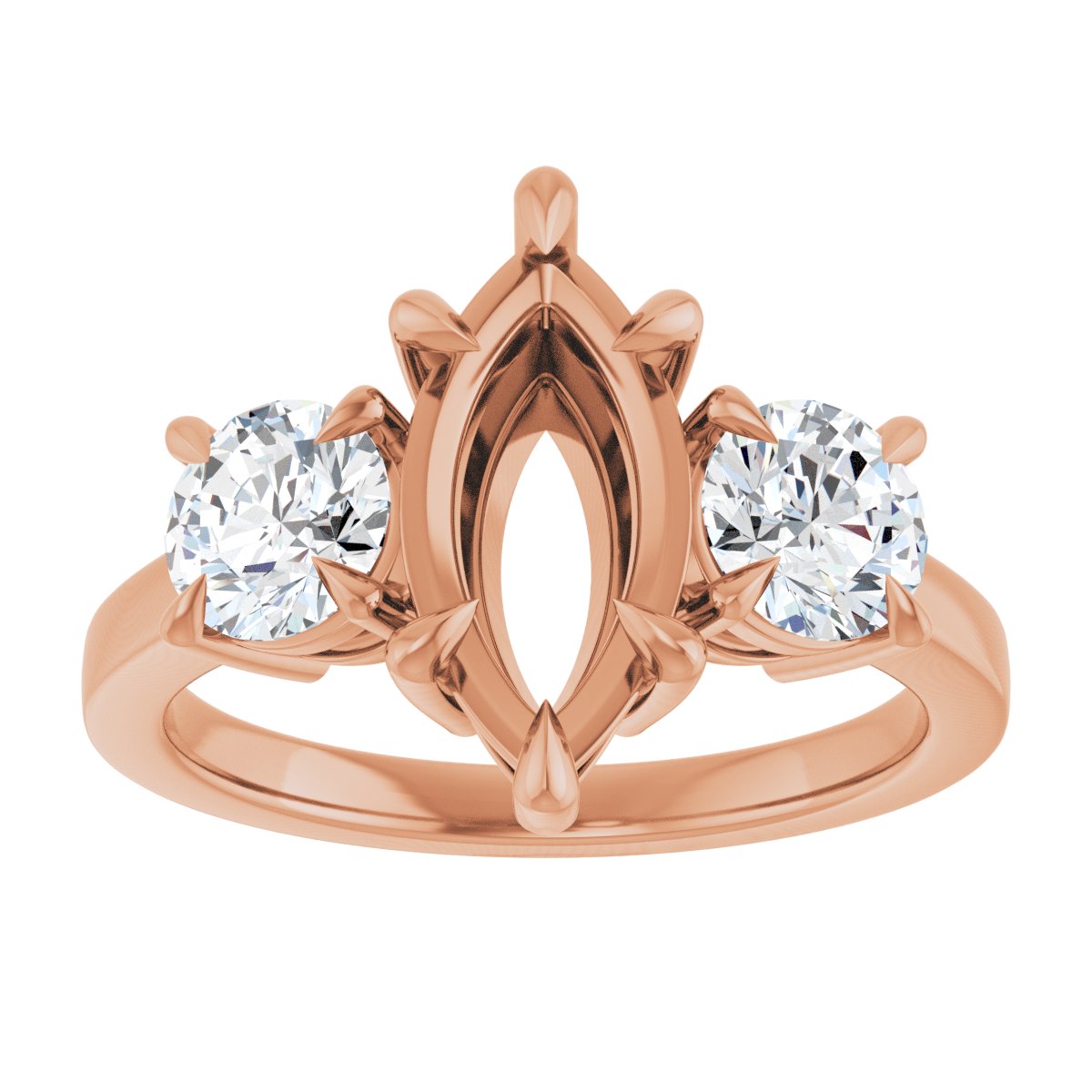 Marquise Three-Stone Engagement Ring Semi-Mount - gallery - Series 126029
