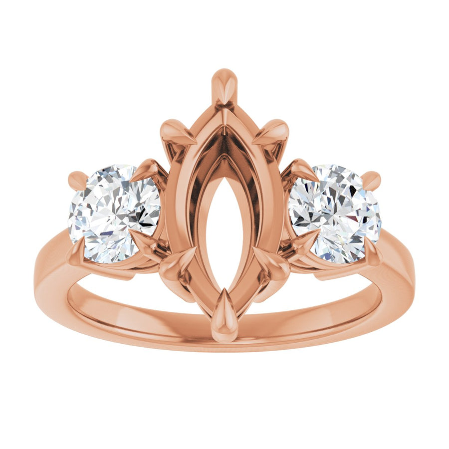 Marquise Three-Stone Engagement Ring Semi-Mount - gallery - Series 126029