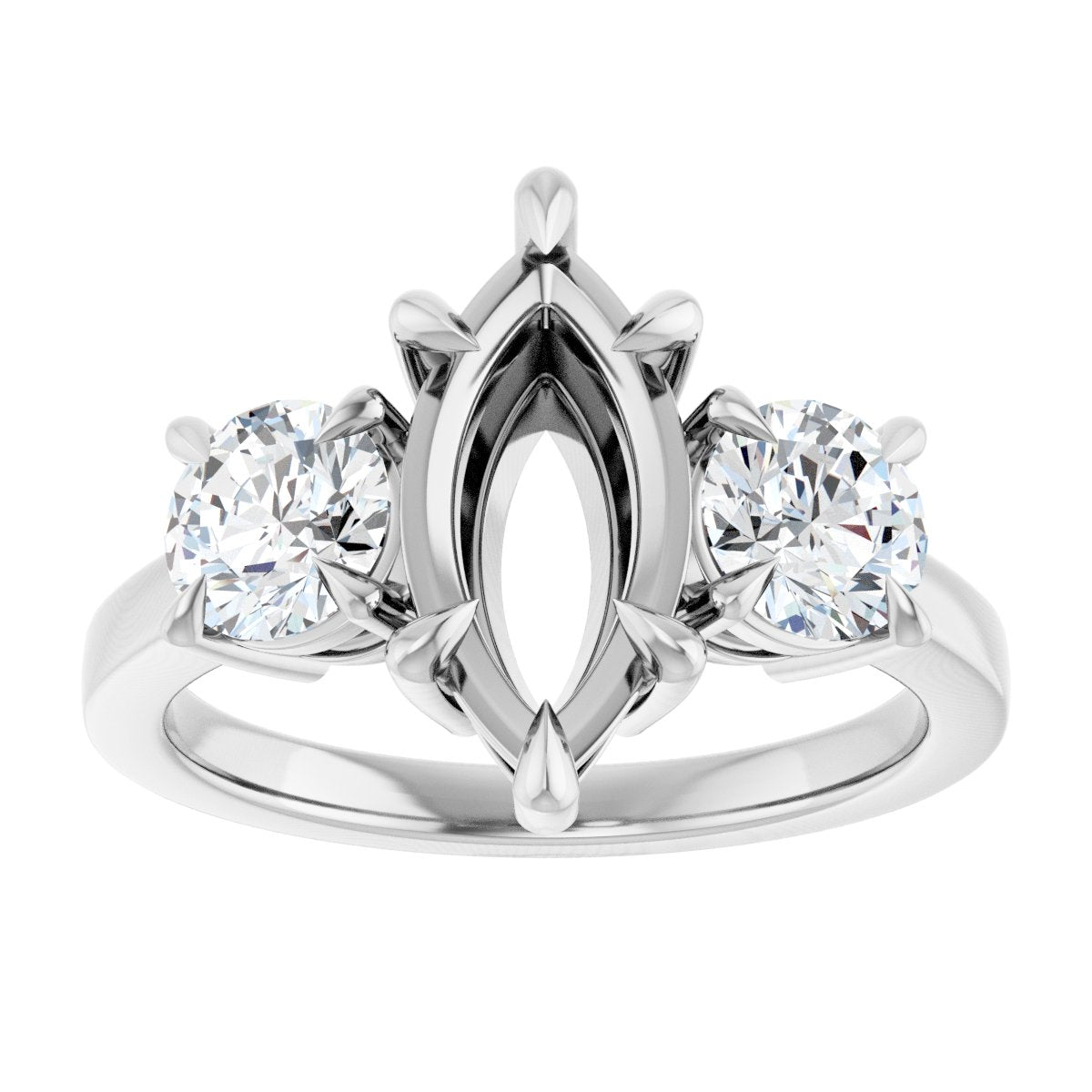 Marquise Three-Stone Engagement Ring Semi-Mount - gallery - Series 126029