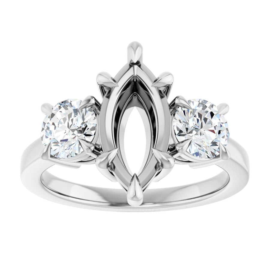 Marquise Three-Stone Engagement Ring Semi-Mount - gallery - Series 126029
