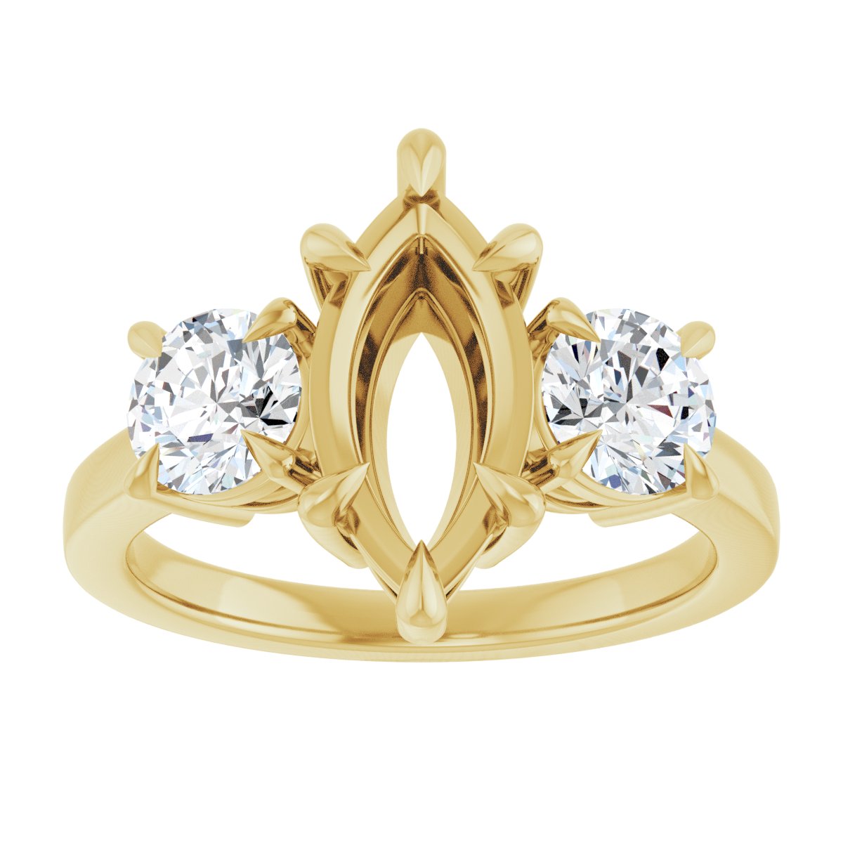 Marquise Three-Stone Engagement Ring Semi-Mount - gallery - Series 126029