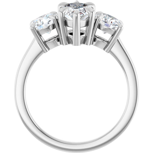 Marquise Three-Stone Engagement Ring Semi-Mount - gallery - Series 126029
