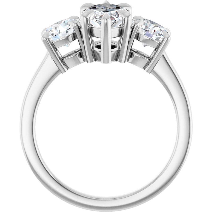 Marquise Three-Stone Engagement Ring Semi-Mount - gallery - Series 126029