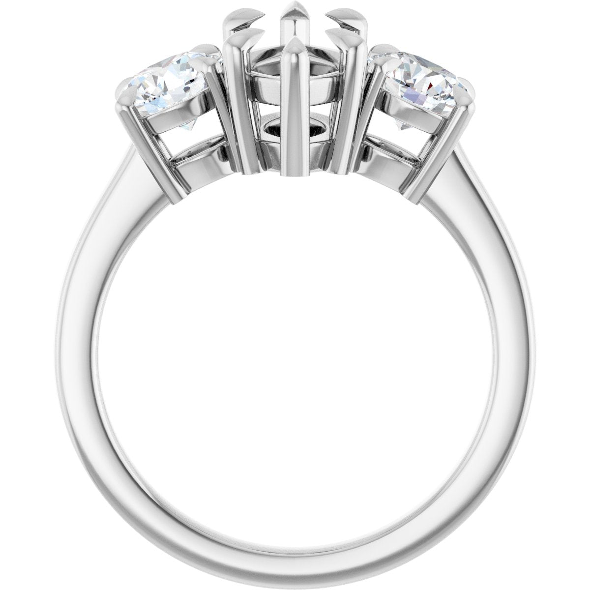 Marquise Three-Stone Engagement Ring Semi-Mount - gallery - Series 126029