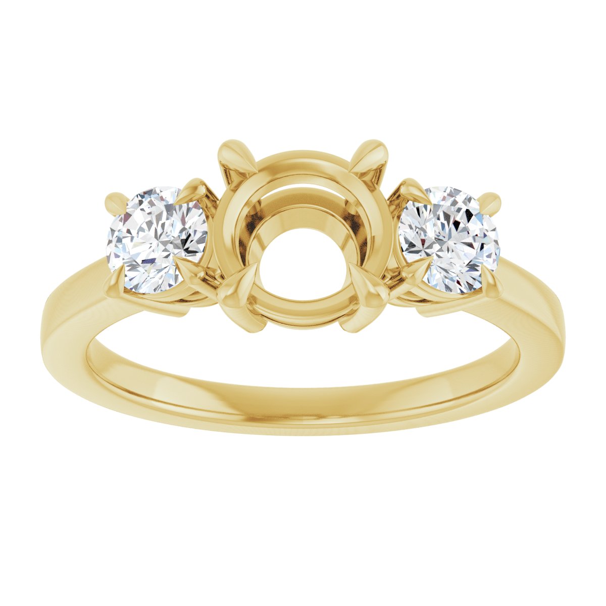 Round Three-Stone Engagement Ring Semi-Mount - gallery - Series 126029