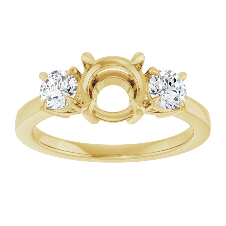 Round Three-Stone Engagement Ring Semi-Mount - gallery - Series 126029