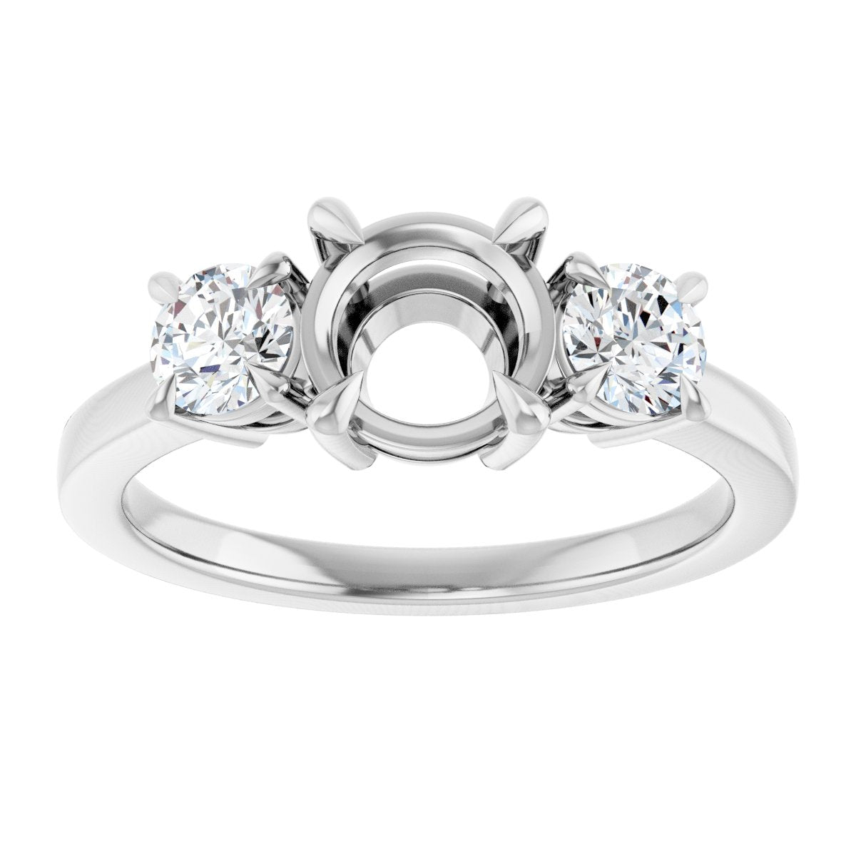 Round Three-Stone Engagement Ring Semi-Mount - gallery - Series 126029