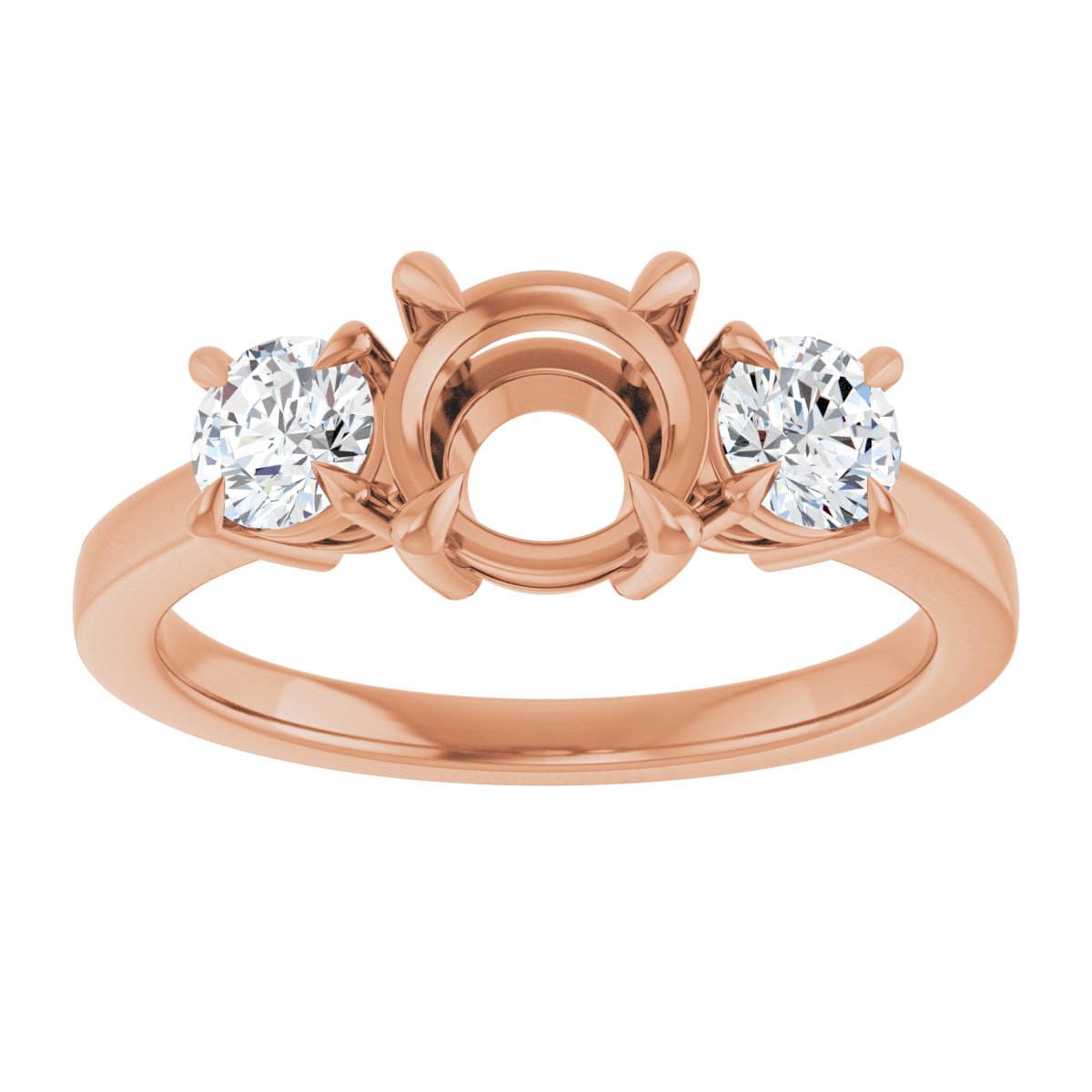 Round Three-Stone Engagement Ring Semi-Mount - gallery - Series 126029