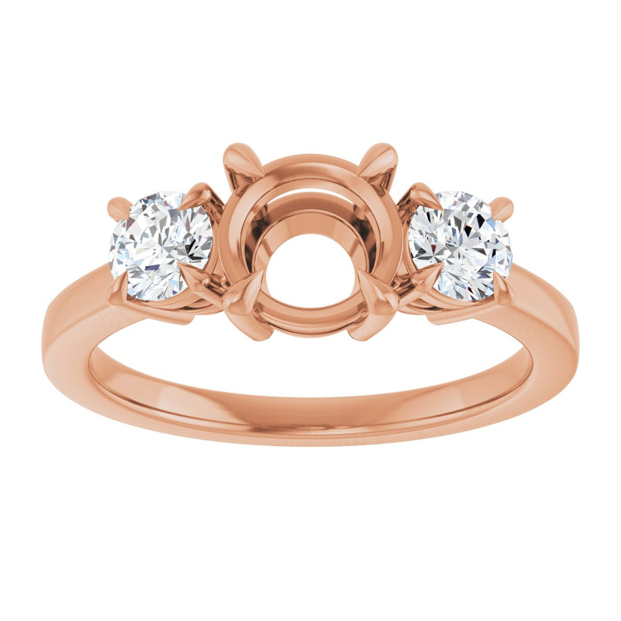 Round Three-Stone Engagement Ring Semi-Mount - gallery - Series 126029