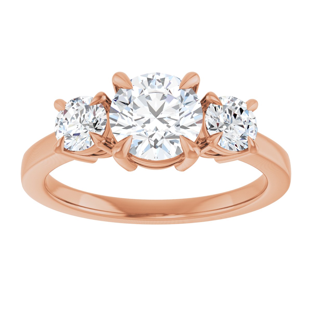 Round Three-Stone Engagement Ring Semi-Mount - gallery - Series 126029