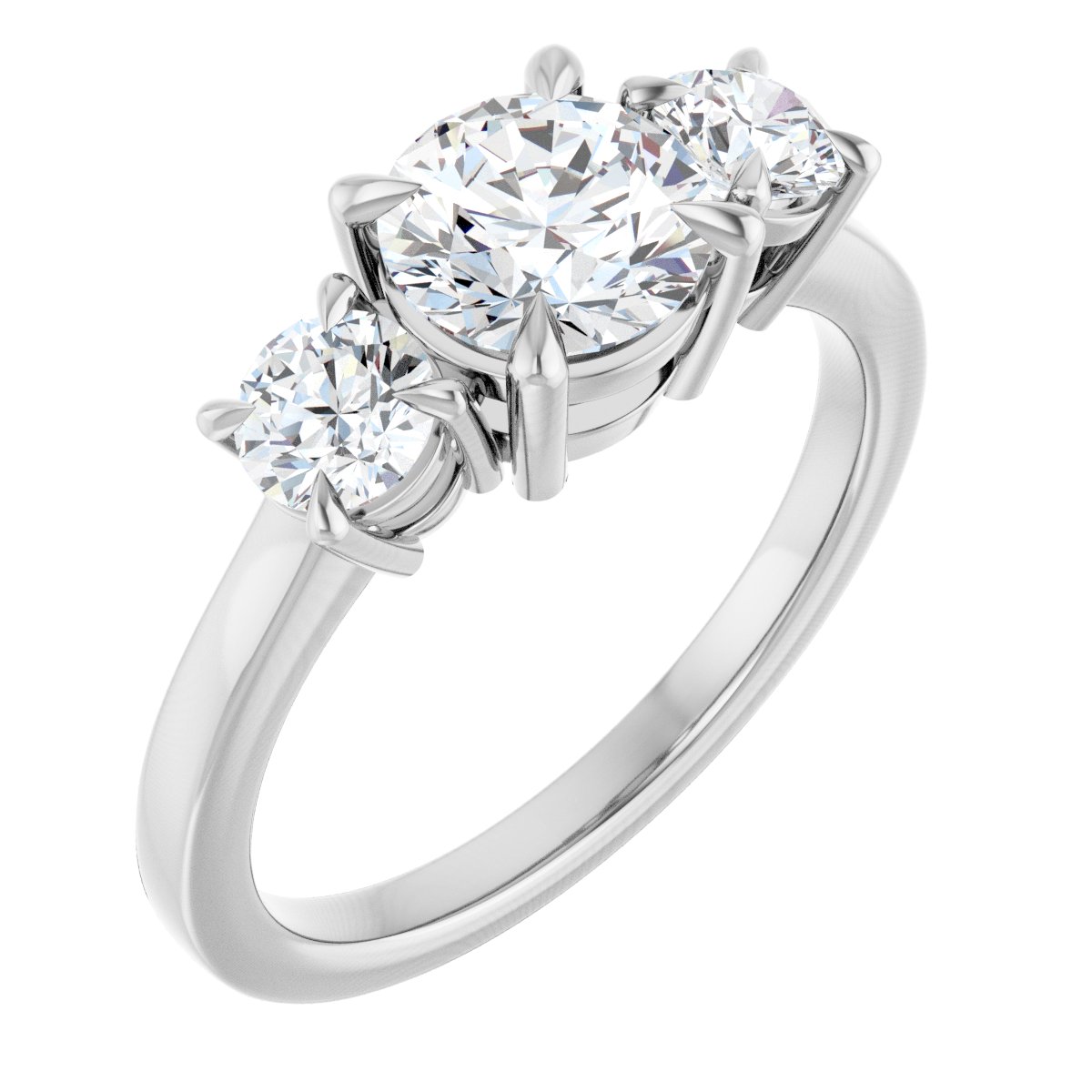 Natural Diamond Round Three-Stone Engagement Ring Semi-Mount - Platinum - Series 126029