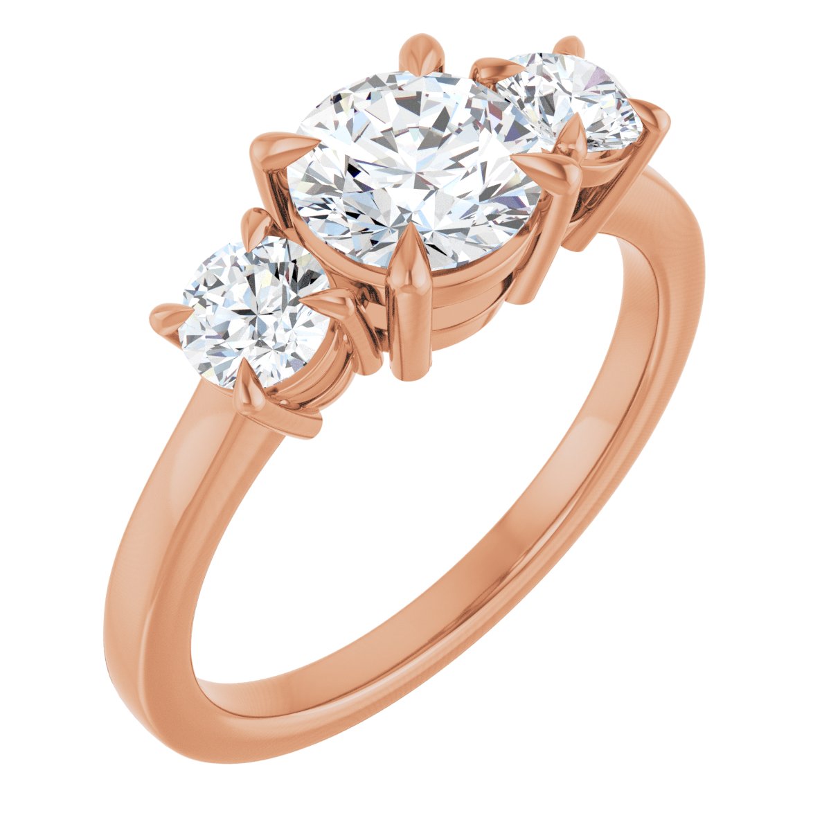 Natural Diamond Round Three-Stone Engagement Ring Semi-Mount - 14K Rose Gold - Series 126029