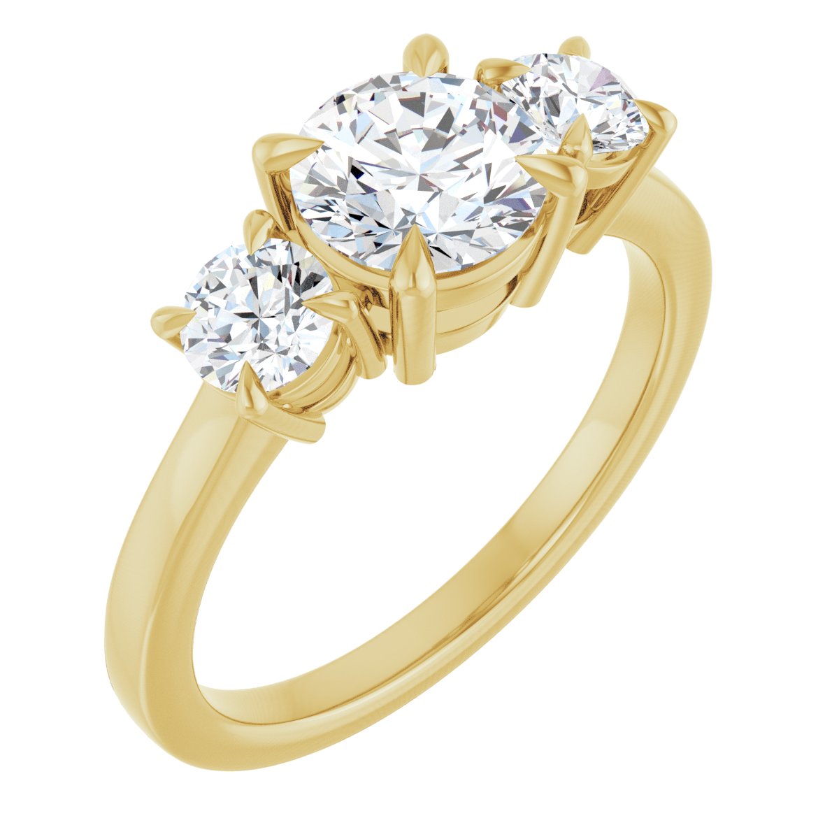 Natural Diamond Round Three-Stone Engagement Ring Semi-Mount - 14K Yellow Gold - Series 126029