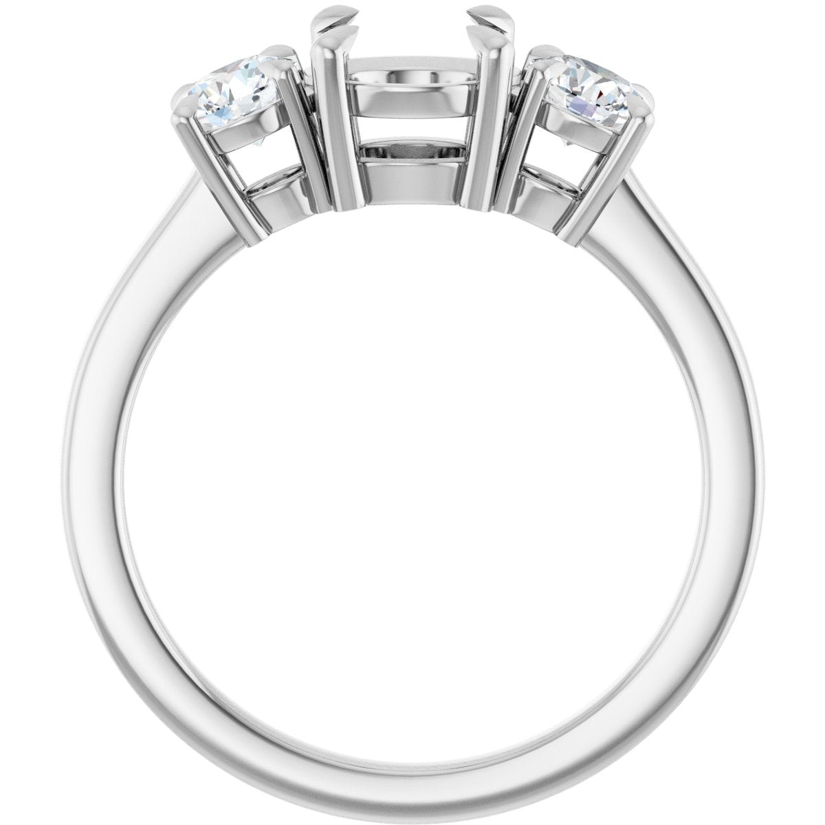 Round Three-Stone Engagement Ring Semi-Mount - gallery - Series 126029