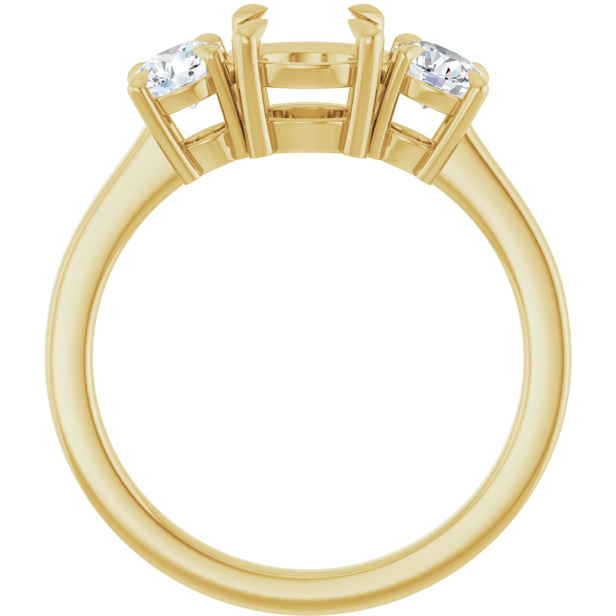 Round Three-Stone Engagement Ring Semi-Mount - gallery - Series 126029
