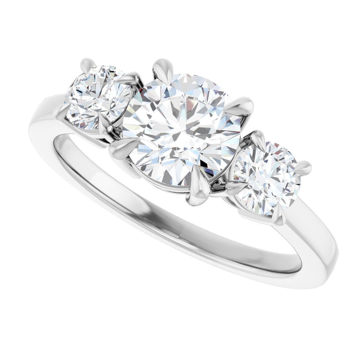 Round Three-Stone Engagement Ring Semi-Mount - gallery - Series 126029