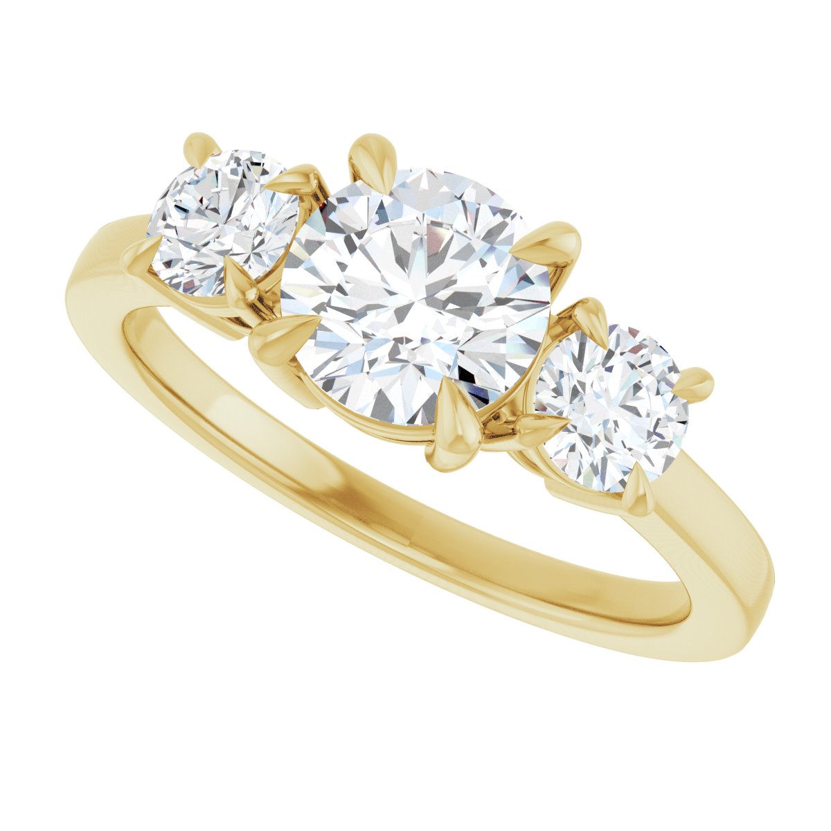 Round Three-Stone Engagement Ring Semi-Mount - gallery - Series 126029