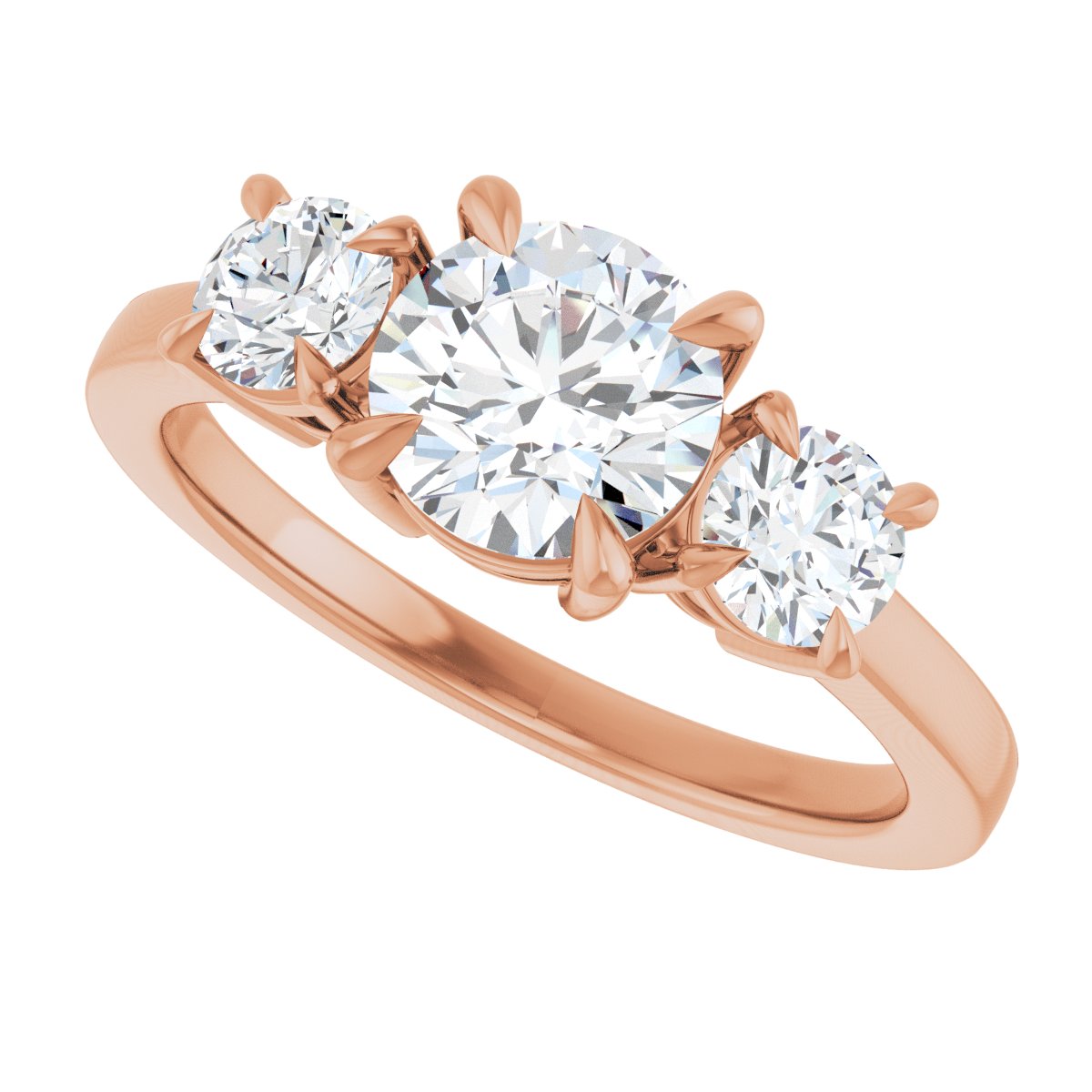 Round Three-Stone Engagement Ring Semi-Mount - gallery - Series 126029