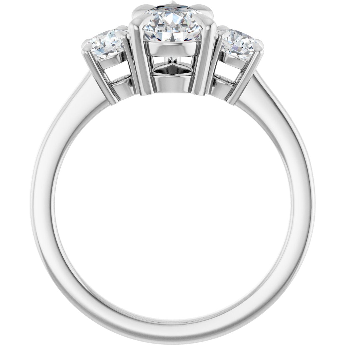Pear Three-Stone Engagement Ring Semi-Mount - gallery - Series 126029