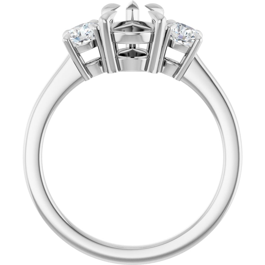 Pear Three-Stone Engagement Ring Semi-Mount - gallery - Series 126029