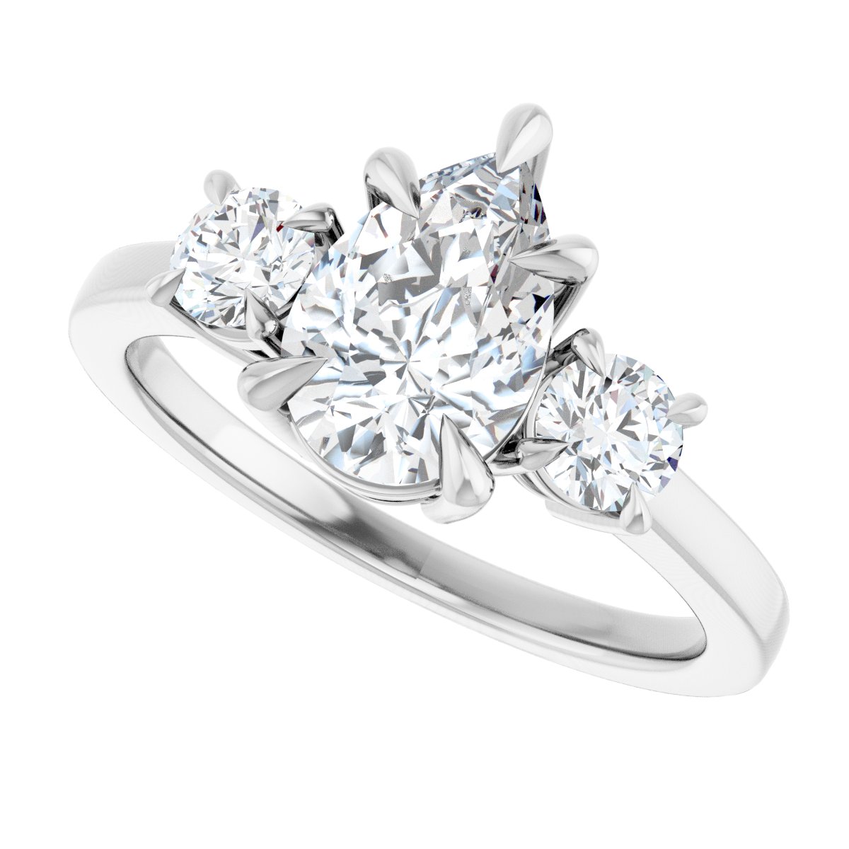 Pear Three-Stone Engagement Ring Semi-Mount - gallery - Series 126029