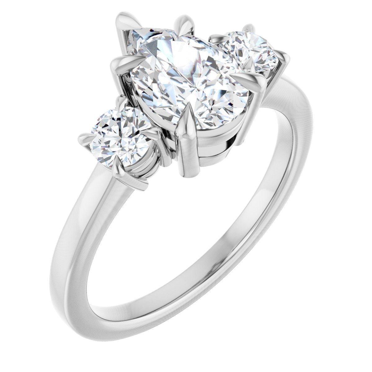 Natural Diamond Pear Three-Stone Engagement Ring Semi-Mount - Platinum - Series 126029