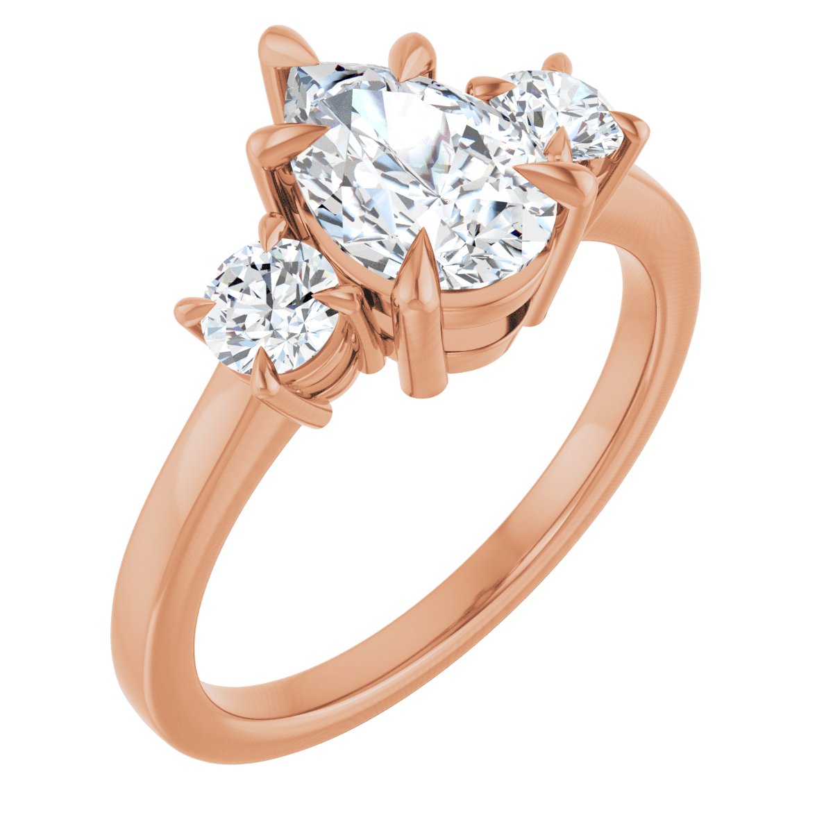 Natural Diamond Pear Three-Stone Engagement Ring Semi-Mount - 14K Rose Gold - Series 126029