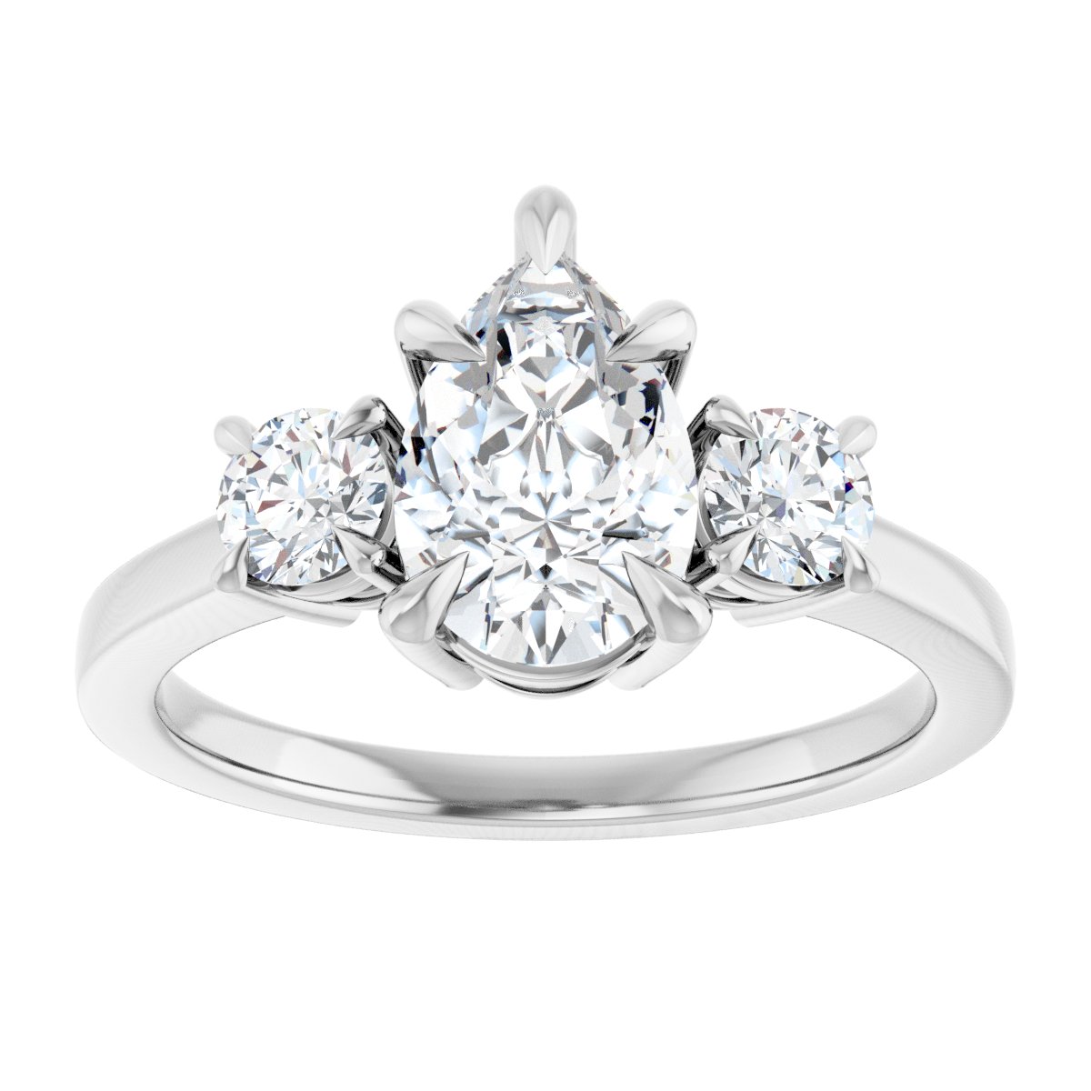 Pear Three-Stone Engagement Ring Semi-Mount - gallery - Series 126029