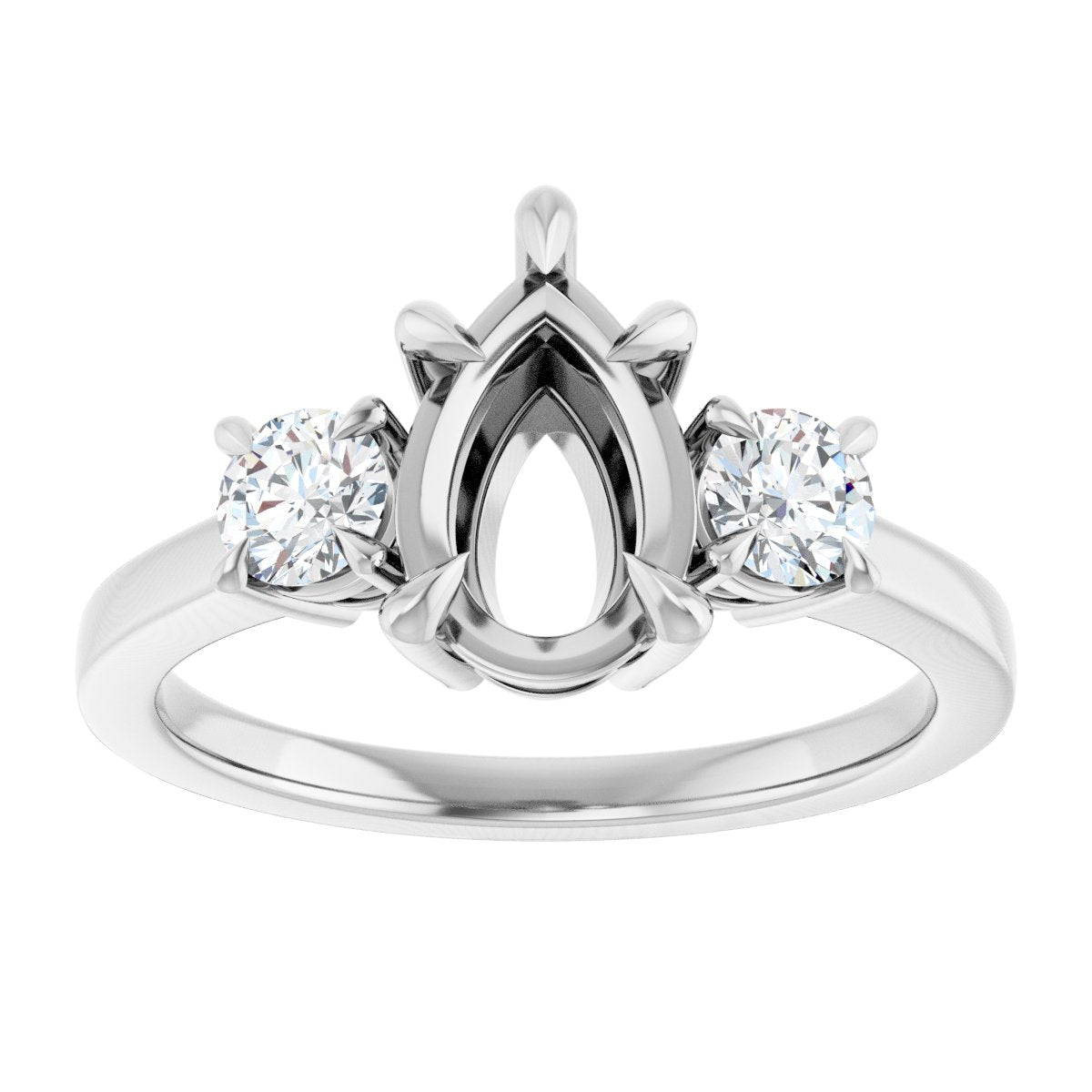 Pear Three-Stone Engagement Ring Semi-Mount - gallery - Series 126029