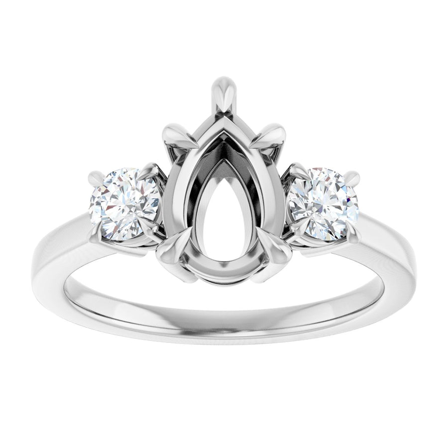 Pear Three-Stone Engagement Ring Semi-Mount - gallery - Series 126029