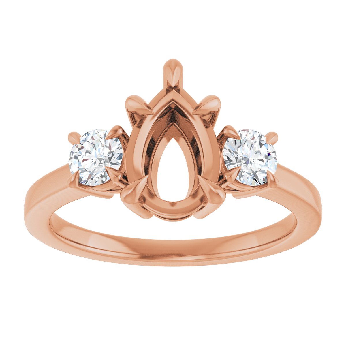 Pear Three-Stone Engagement Ring Semi-Mount - gallery - Series 126029