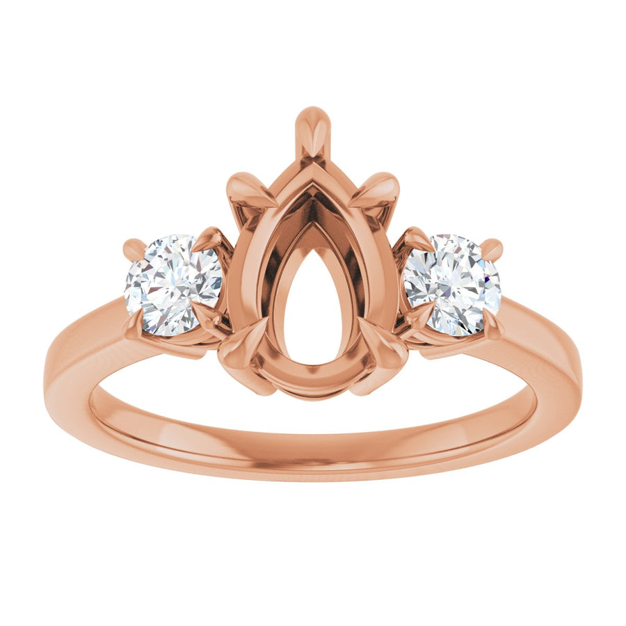 Pear Three-Stone Engagement Ring Semi-Mount - gallery - Series 126029