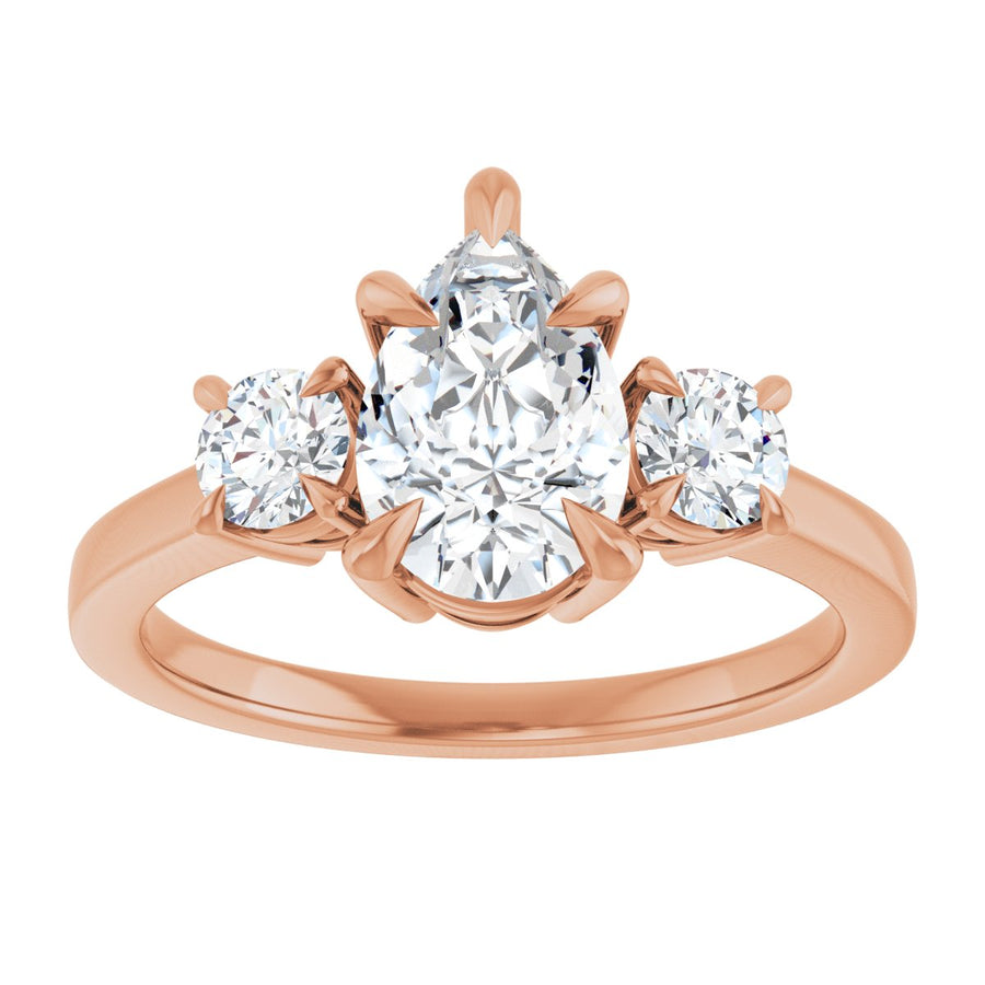 Pear Three-Stone Engagement Ring Semi-Mount - gallery - Series 126029