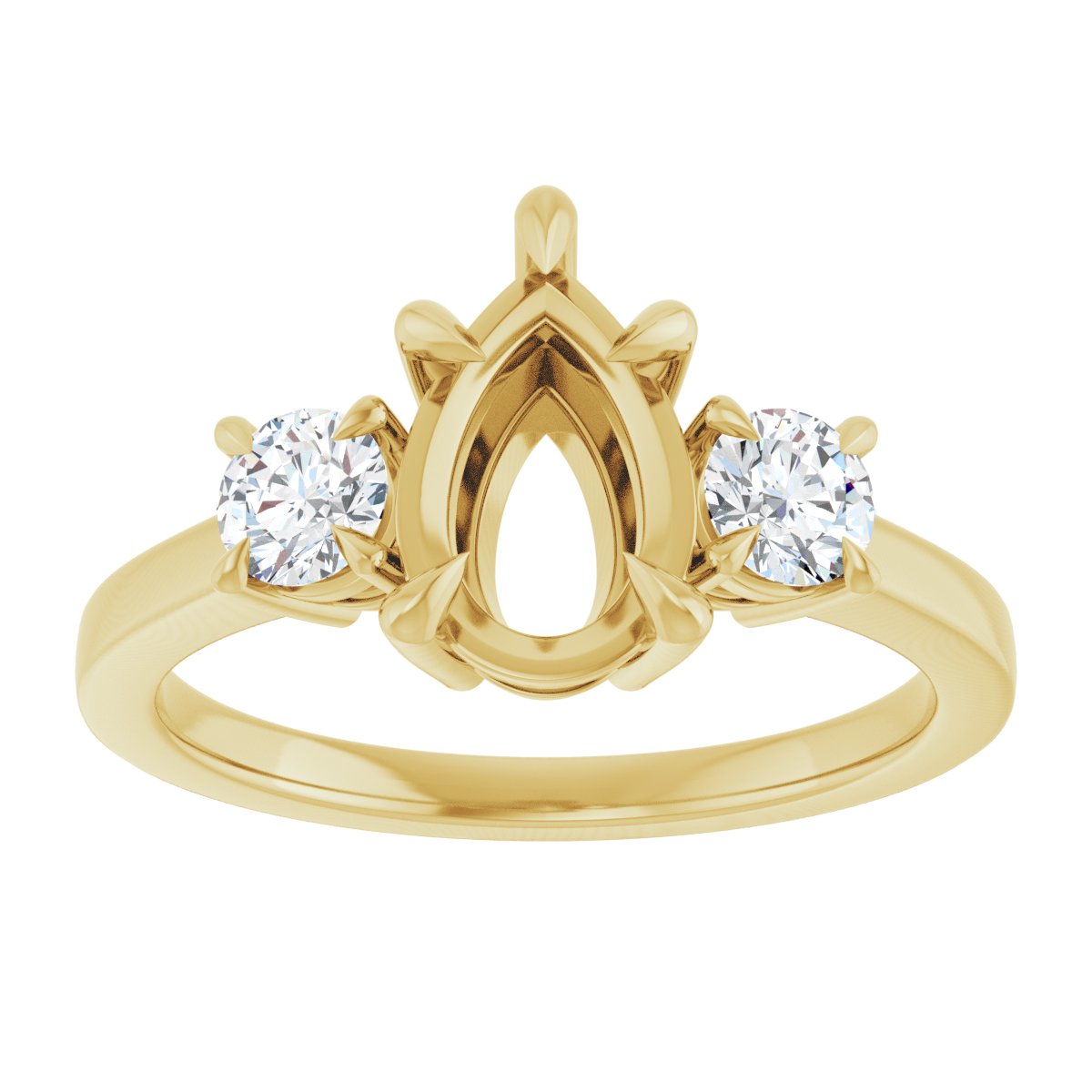 Pear Three-Stone Engagement Ring Semi-Mount - gallery - Series 126029
