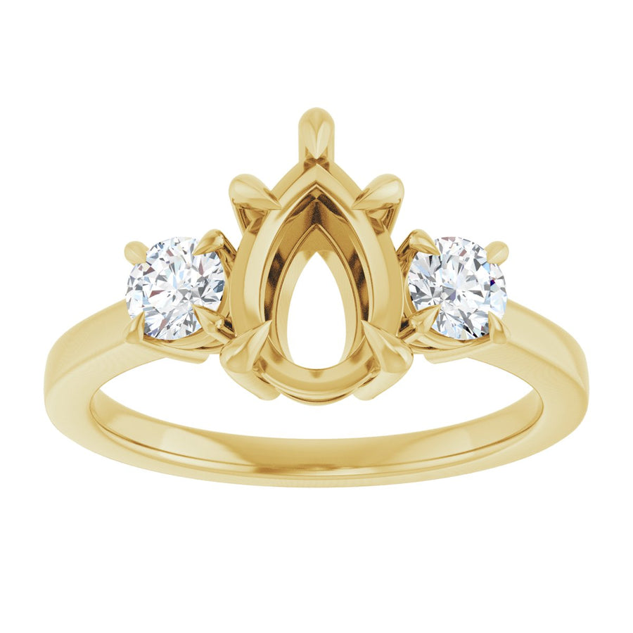 Pear Three-Stone Engagement Ring Semi-Mount - gallery - Series 126029