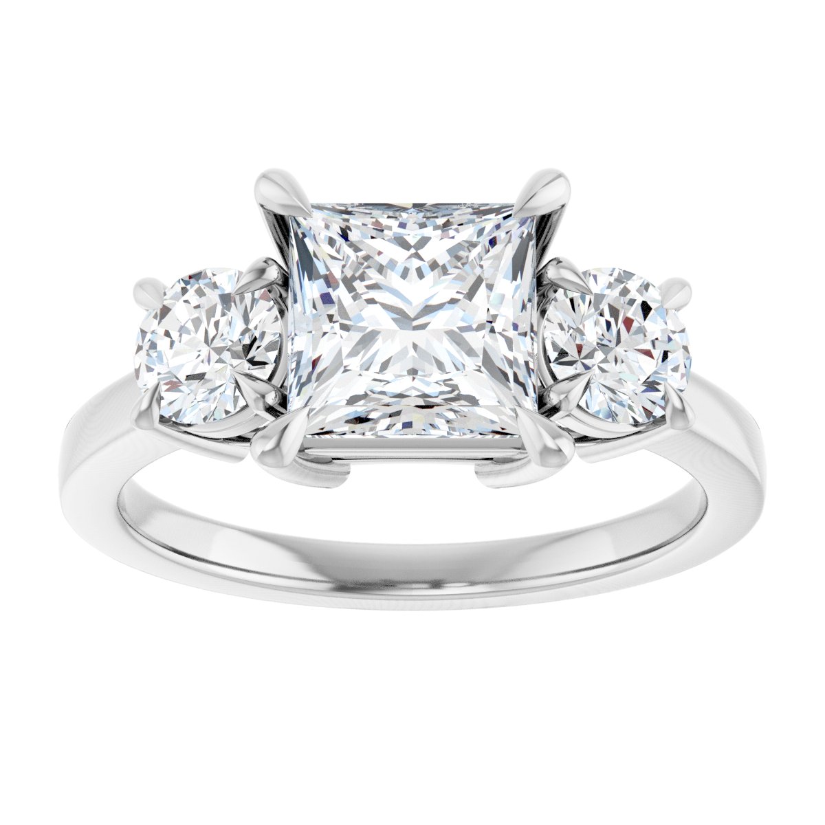 Square Three-Stone Engagement Ring Semi-Mount - gallery - Series 126029