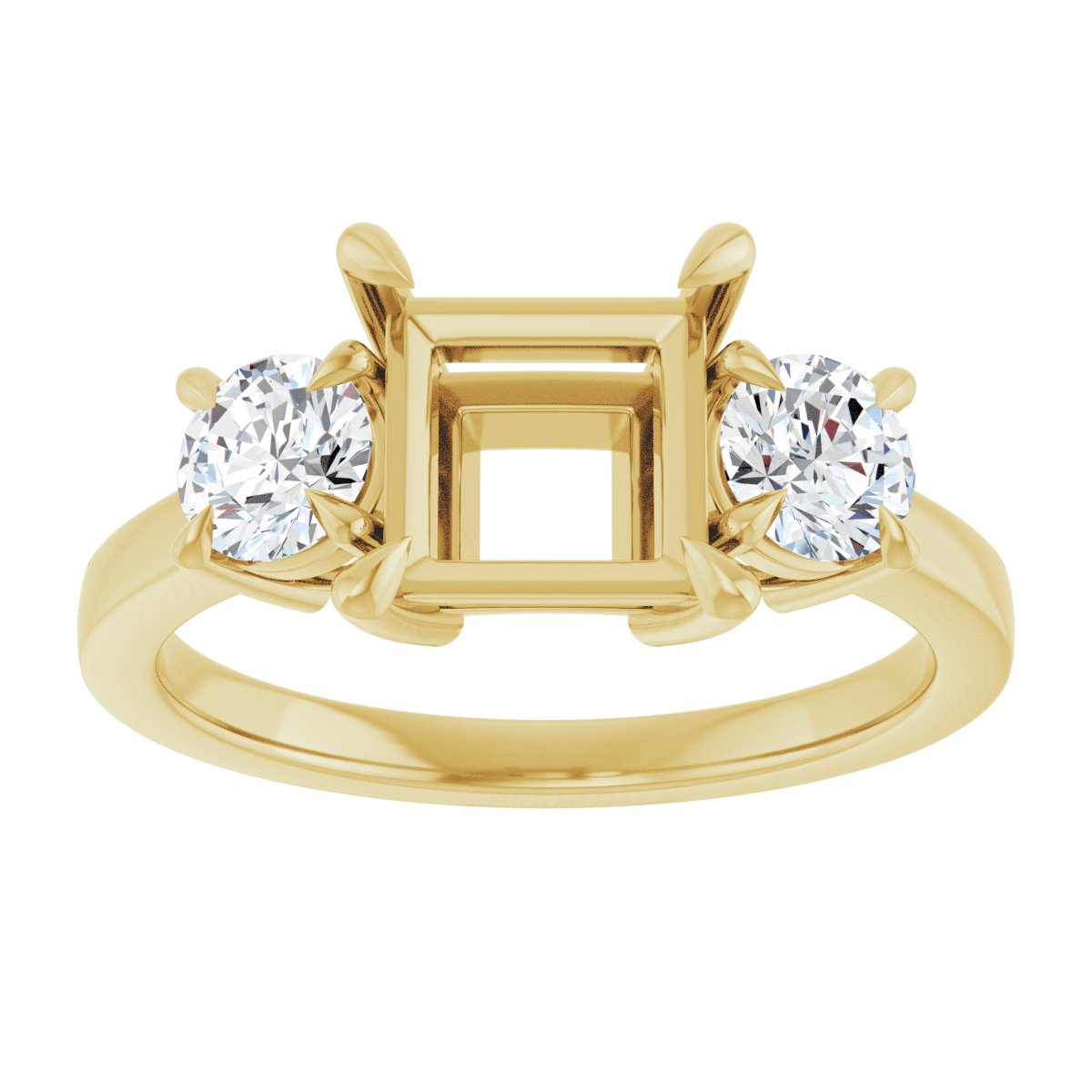 Square Three-Stone Engagement Ring Semi-Mount - gallery - Series 126029