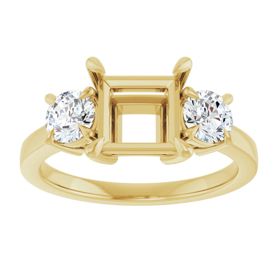 Square Three-Stone Engagement Ring Semi-Mount - gallery - Series 126029