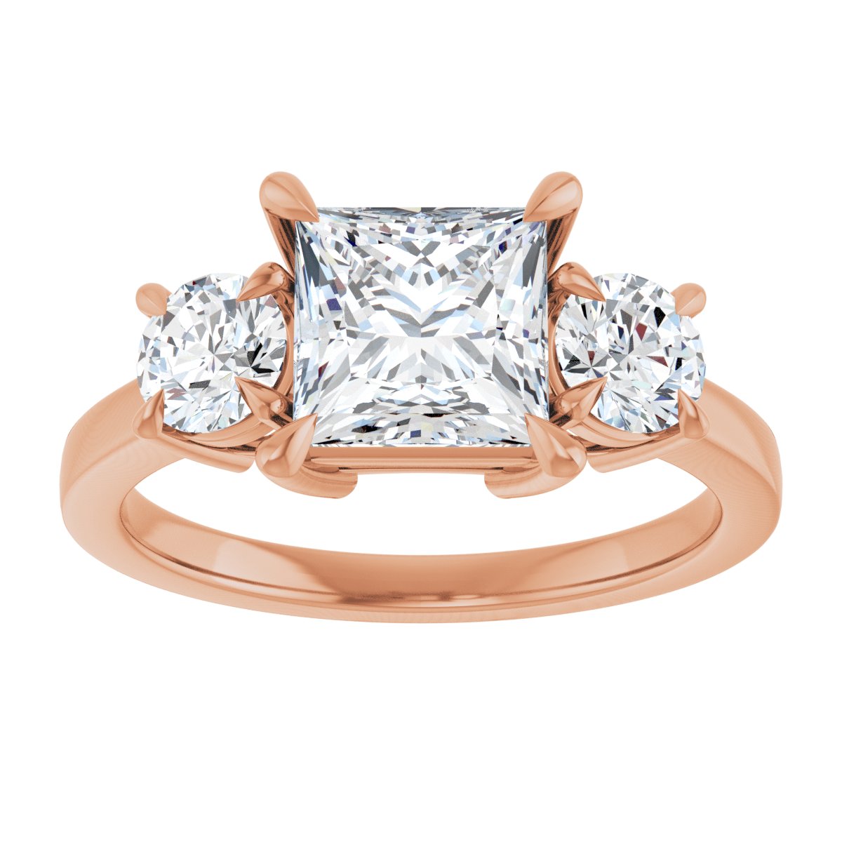 Square Three-Stone Engagement Ring Semi-Mount - gallery - Series 126029